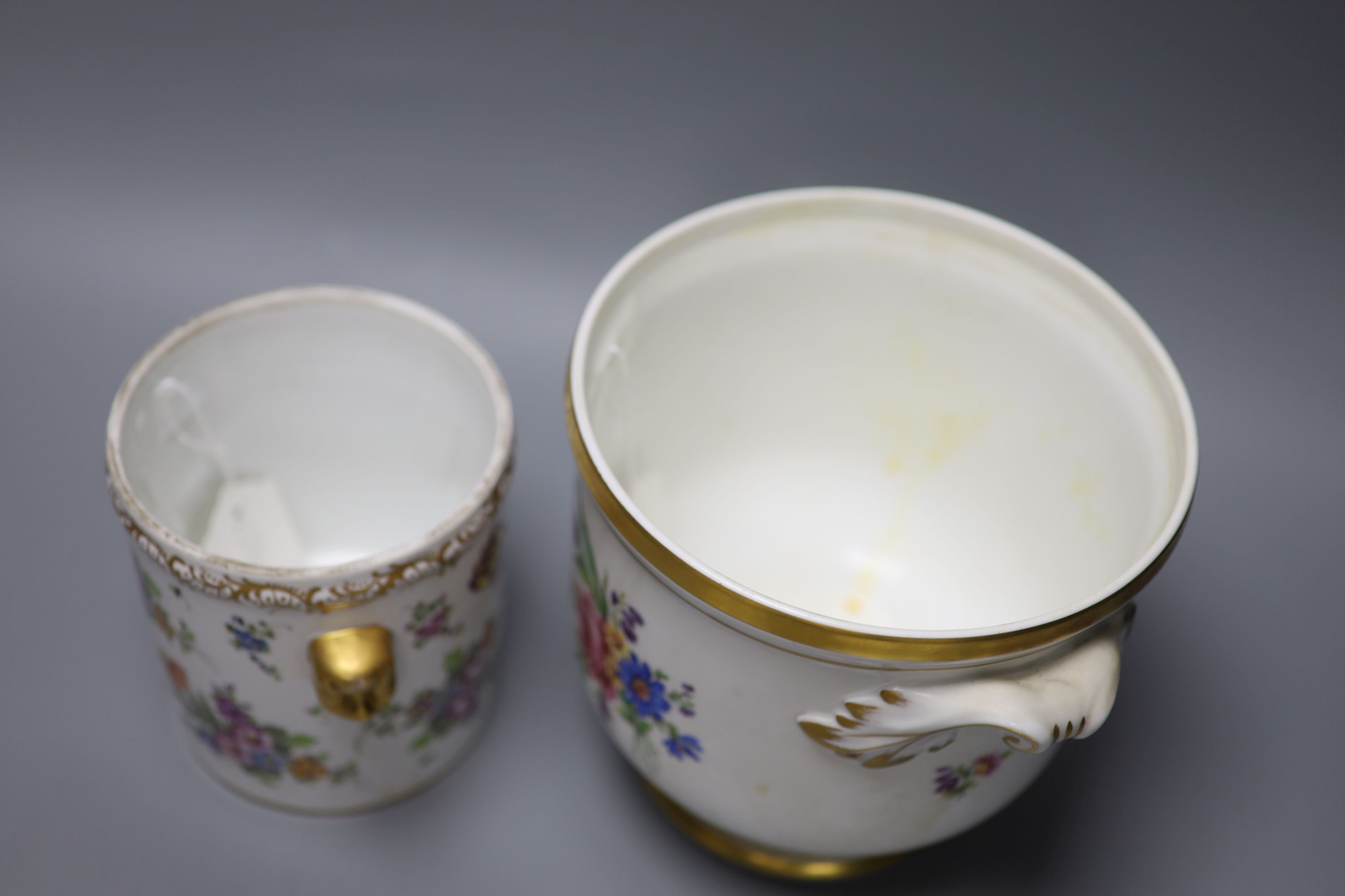 A Continental porcelain cylindrical jar and a Portuguese ice pail, height 23cm